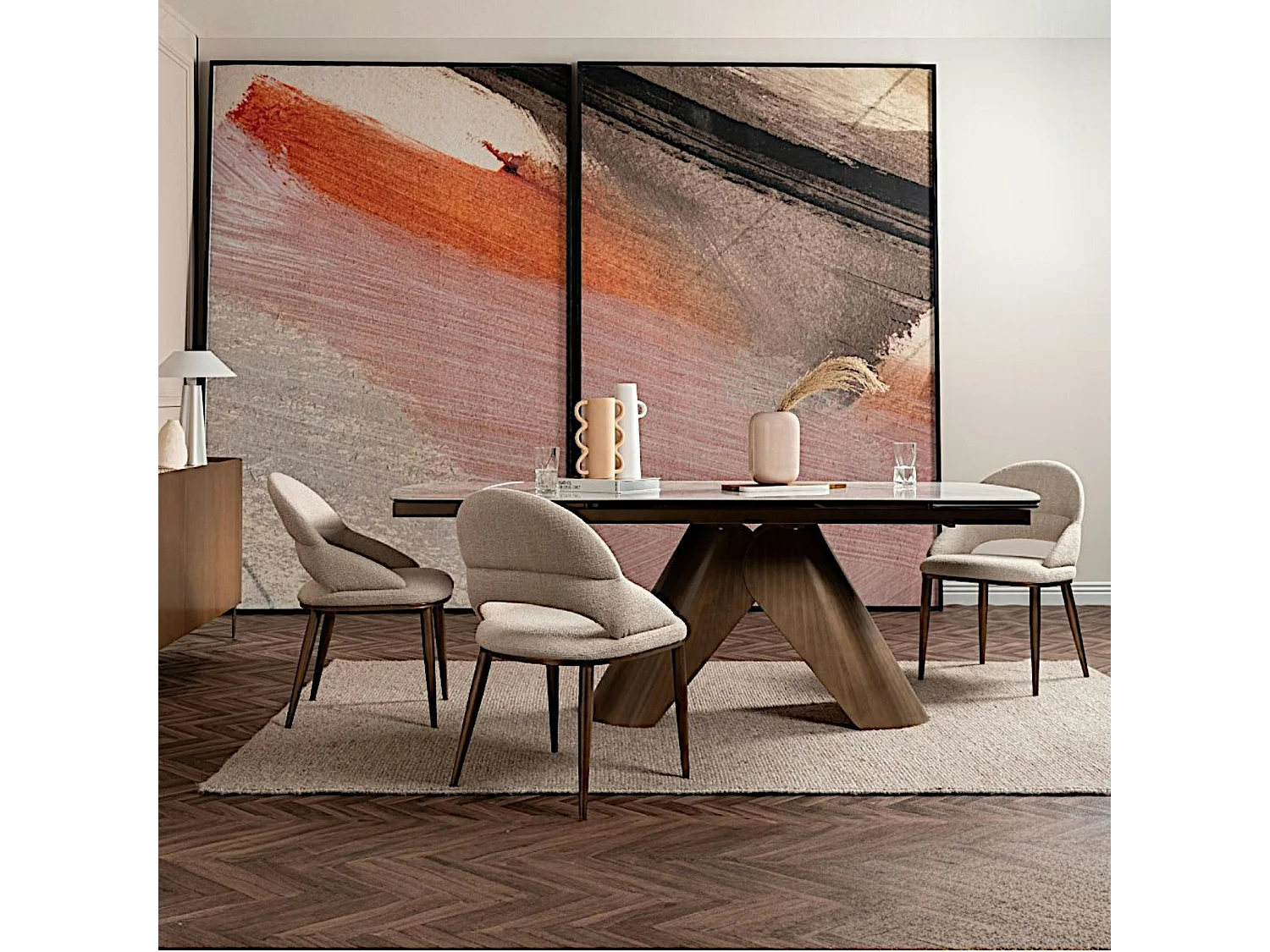 Table en céramique blanche 180-240 cm SEMPIONE