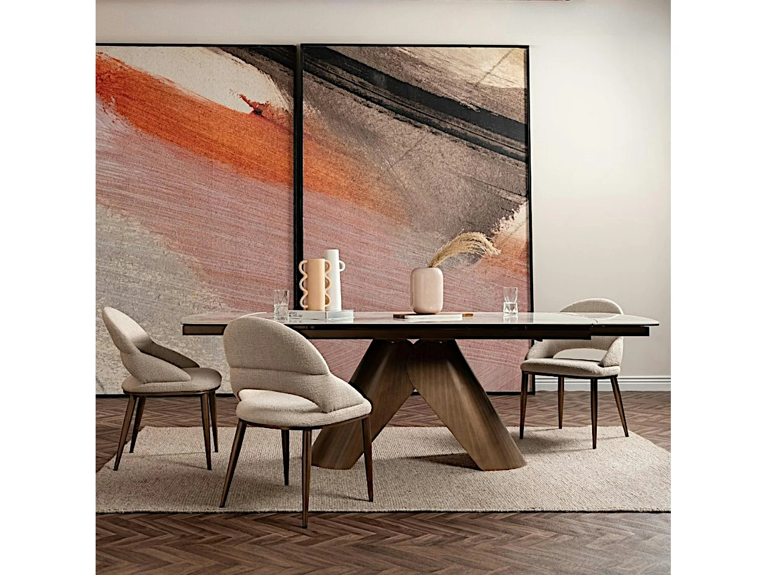 Table en céramique blanche 180-240 cm SEMPIONE