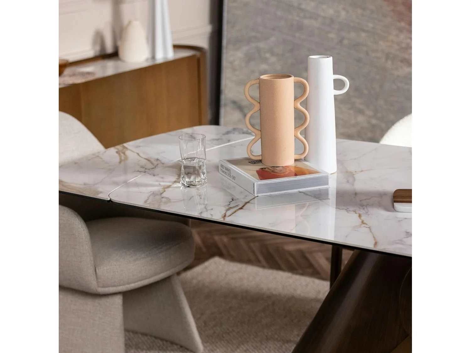 Table en céramique blanche 180-240 cm SEMPIONE