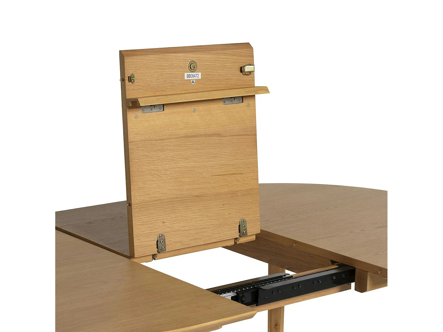 Table à manger ronde en chêne clair avec rallonge intégrée 130-170 cm DERBY