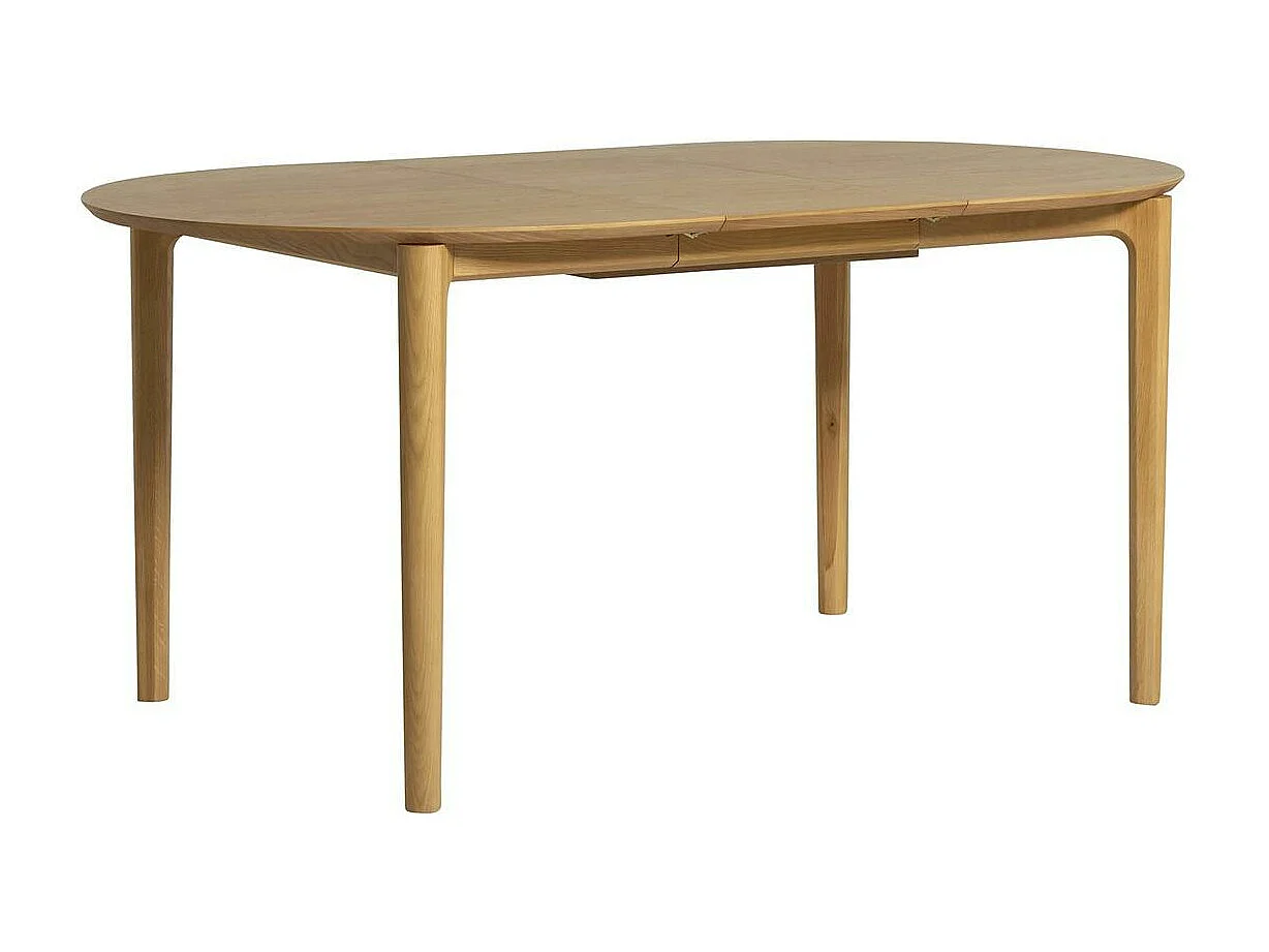 Table à manger ronde en chêne clair avec rallonge intégrée 130-170 cm DERBY