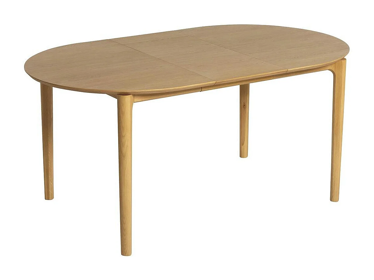 Table à manger ronde en chêne clair avec rallonge intégrée 130-170 cm DERBY