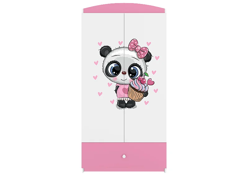 Kinderkleiderschrank Babydreams Drehtürenschrank Kleiderschrank Panda Hellrosa