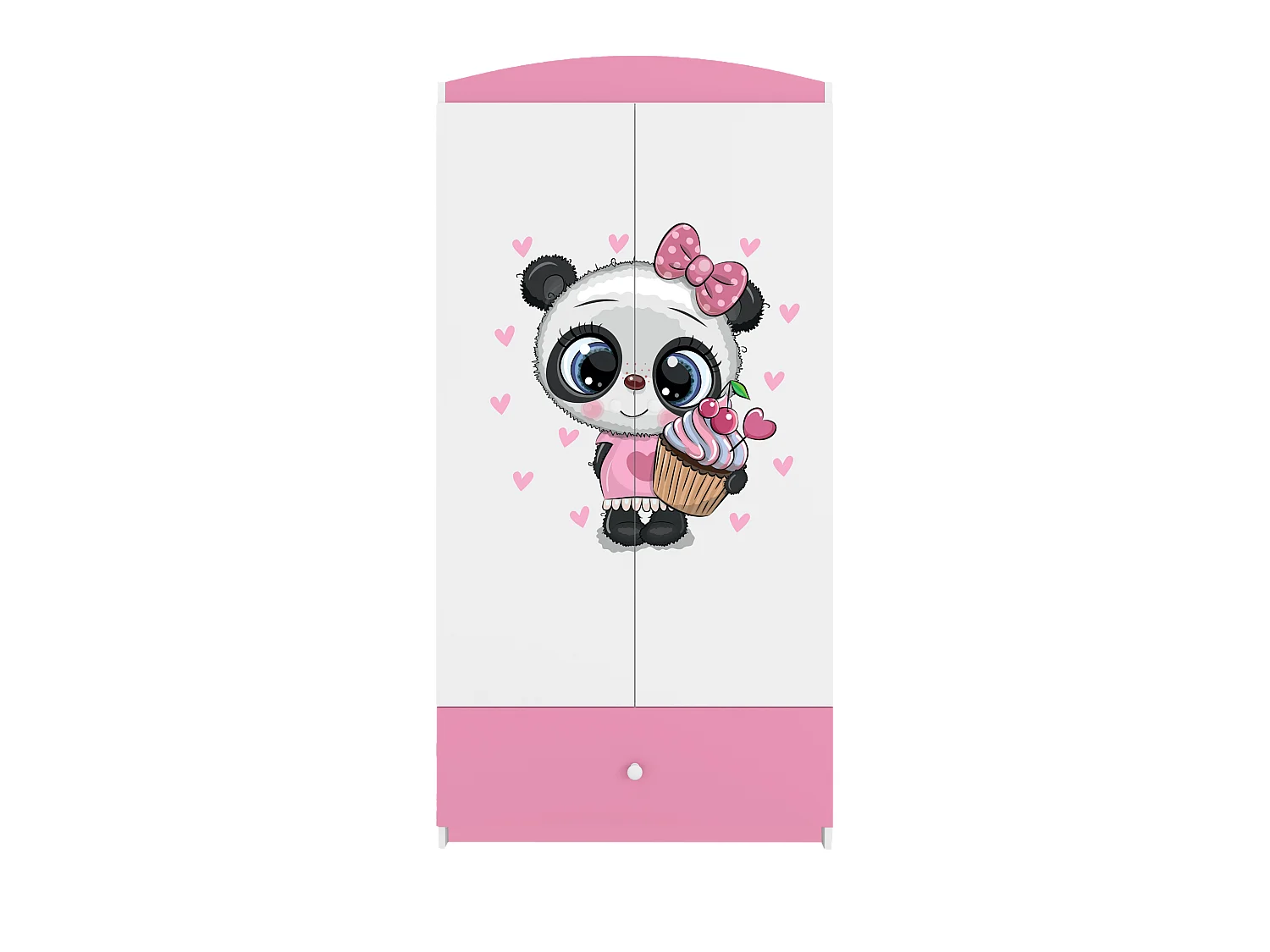Kinderkleiderschrank Babydreams Drehtürenschrank Kleiderschrank Panda Hellrosa