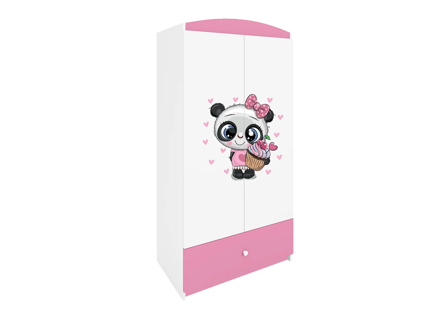 Kinderkleiderschrank Babydreams Drehtürenschrank Kleiderschrank Panda Hellrosa