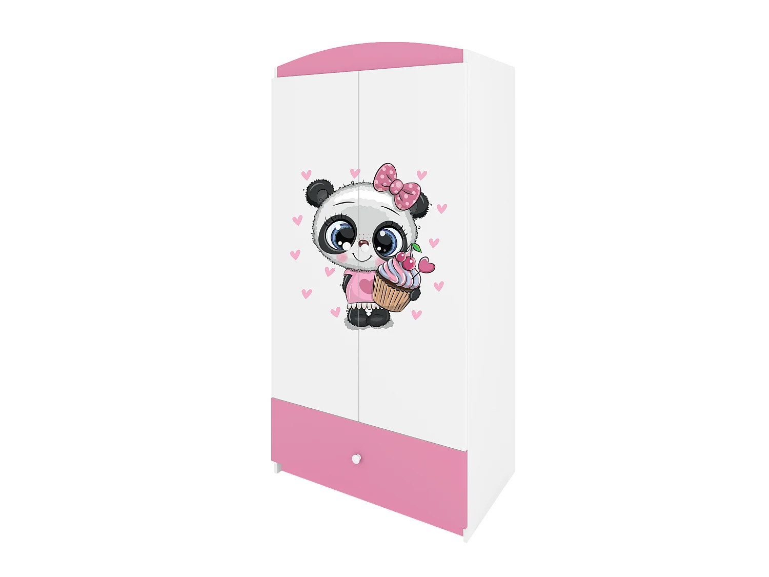 Kinderkleiderschrank Babydreams Drehtürenschrank Kleiderschrank Panda Hellrosa