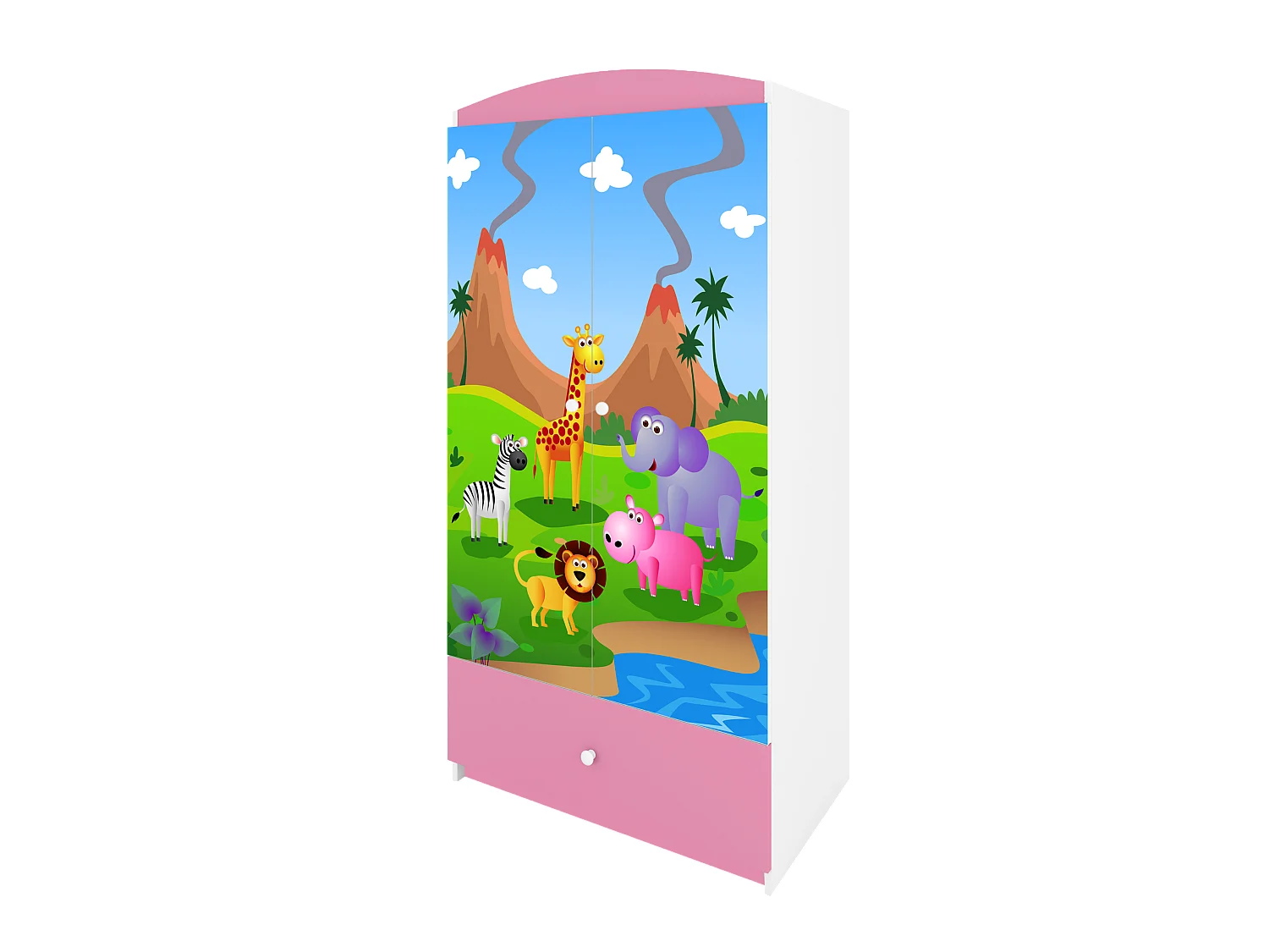 Kinderkleiderschrank Babydreams Drehtürenschrank Kleiderschrank Safari Hellrosa