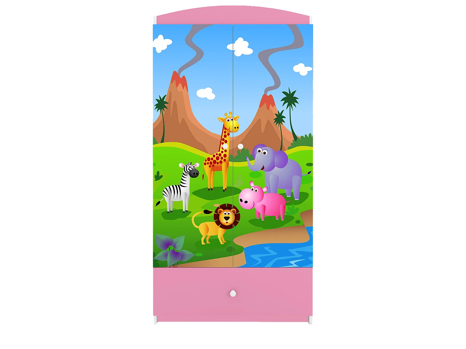 Kinderkleiderschrank Babydreams Drehtürenschrank Kleiderschrank Safari Hellrosa