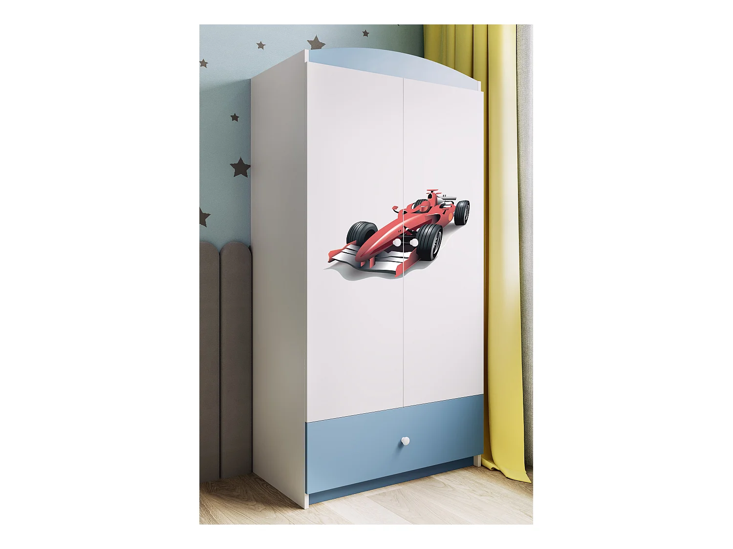 Kinderkleiderschrank Babydreams Drehtürenschrank Kleiderschrank Formel 1 Blau