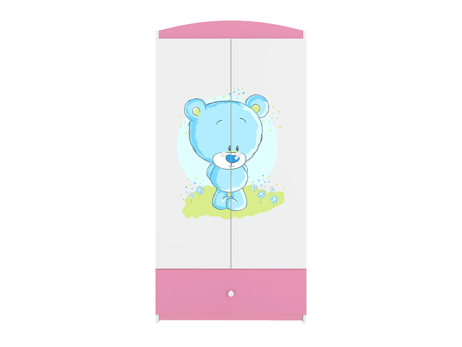 Kinderkleiderschrank Babydreams Drehtürenschrank Kleiderschrank Blaubär Hellrosa