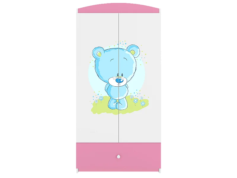 Kinderkleiderschrank Babydreams Drehtürenschrank Kleiderschrank Blaubär Hellrosa