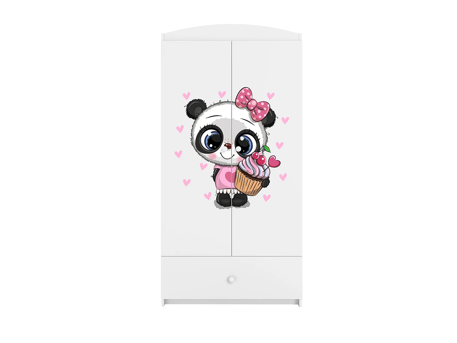 Kinderkleiderschrank Babydreams Drehtürenschrank Kleiderschrank Panda Weiß