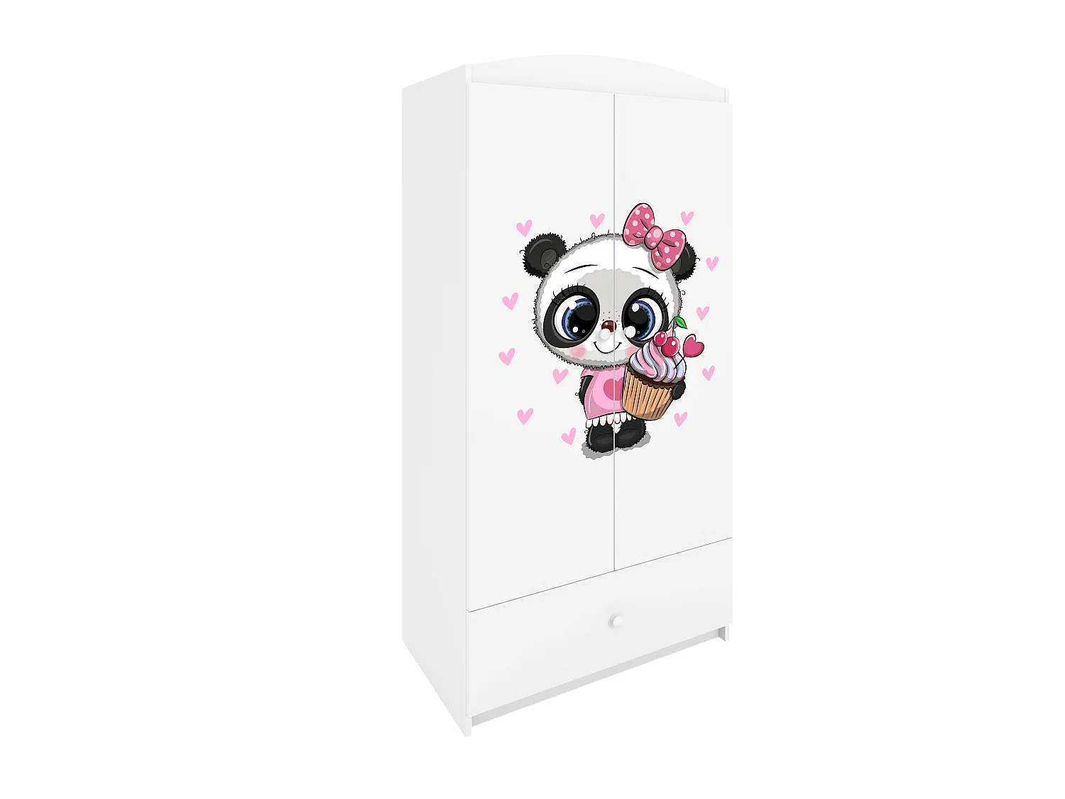 Kinderkleiderschrank Babydreams Drehtürenschrank Kleiderschrank Panda Weiß