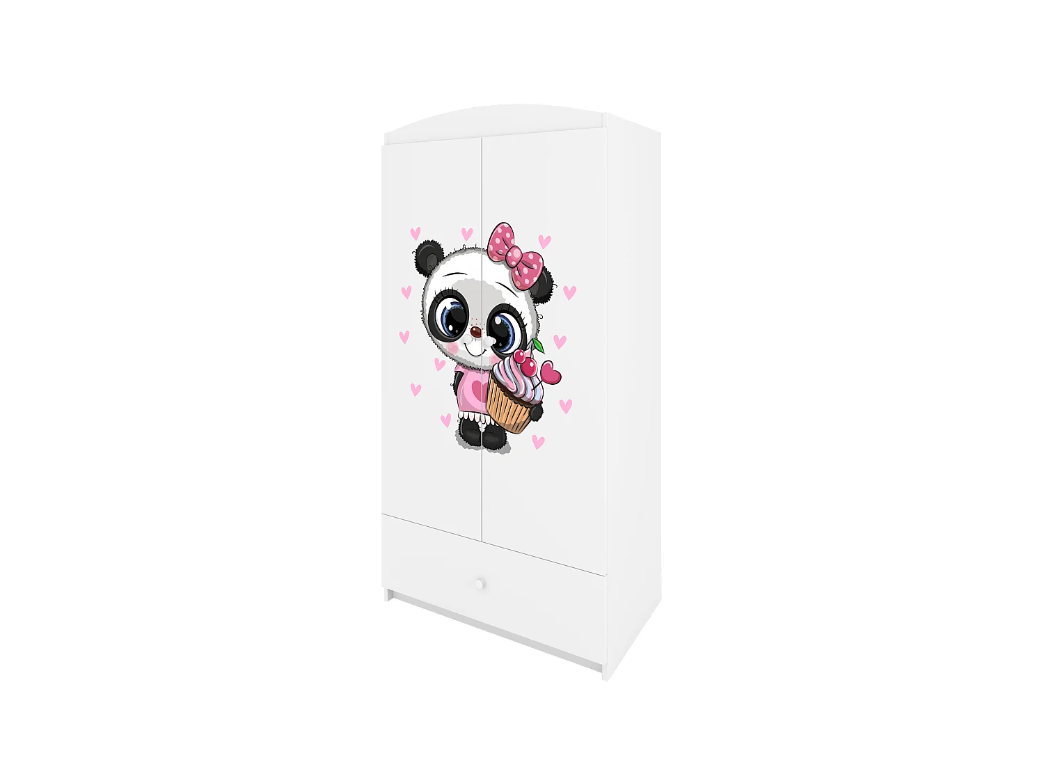 Kinderkleiderschrank Babydreams Drehtürenschrank Kleiderschrank Panda Weiß