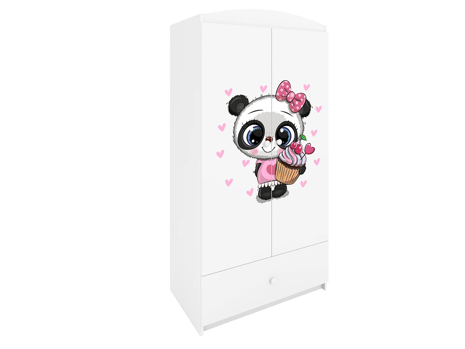Kinderkleiderschrank Babydreams Drehtürenschrank Kleiderschrank Panda Weiß