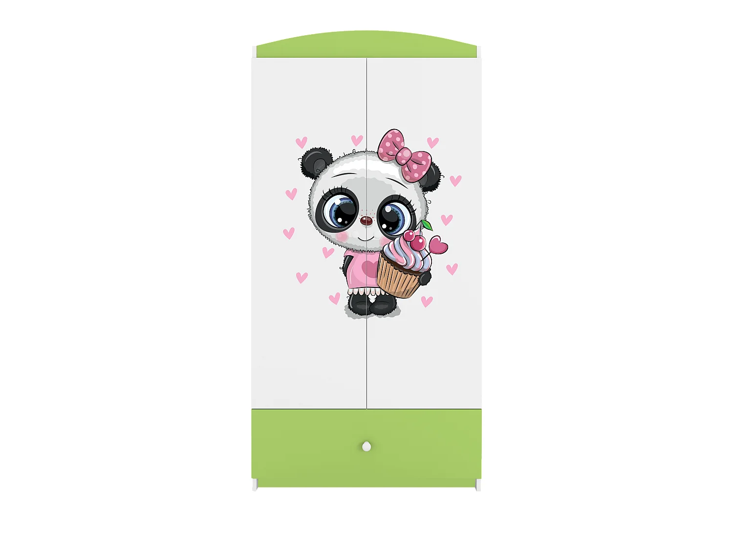 Kinderkleiderschrank Babydreams Drehtürenschrank Kleiderschrank Panda Grün
