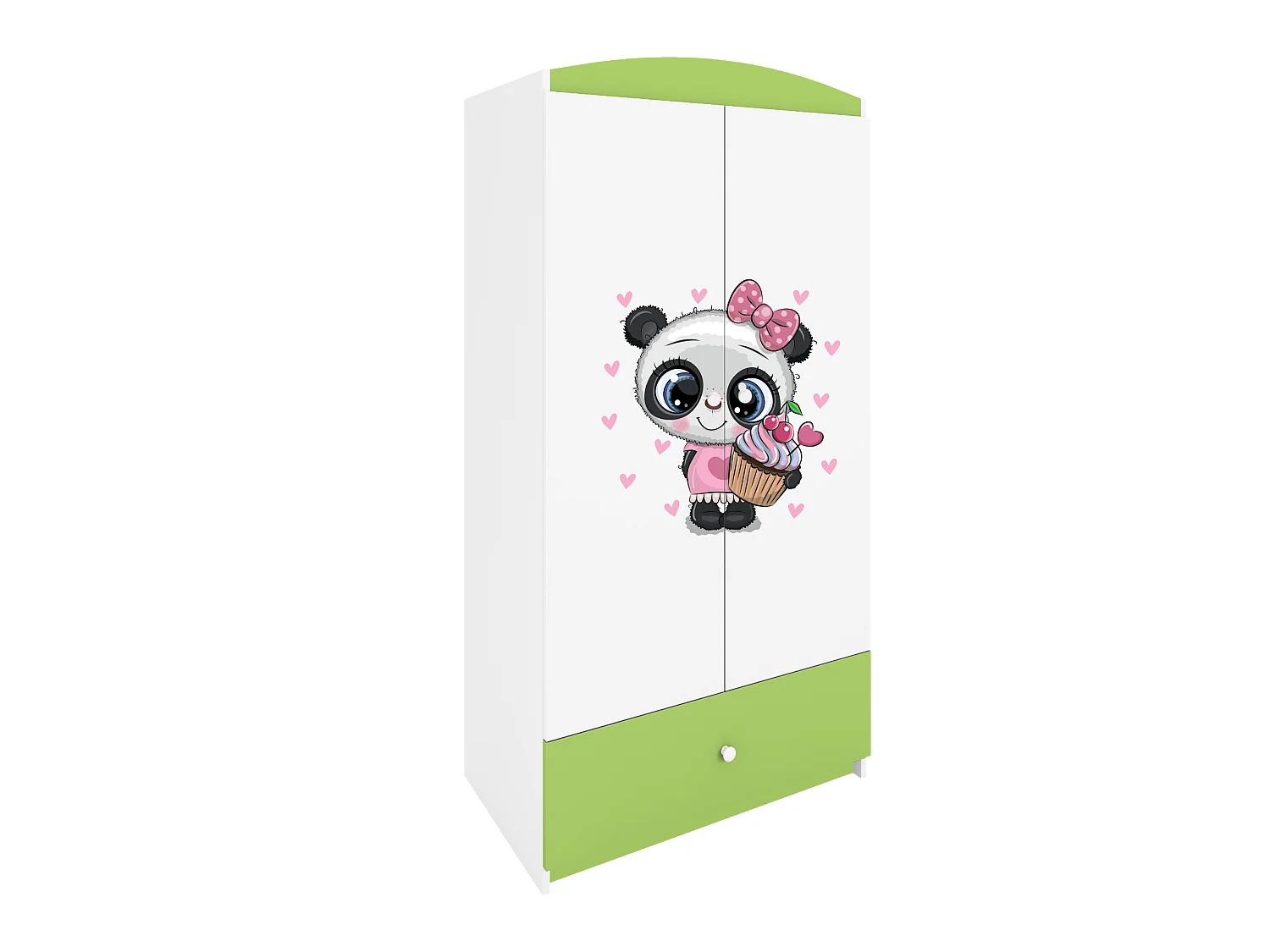 Kinderkleiderschrank Babydreams Drehtürenschrank Kleiderschrank Panda Grün