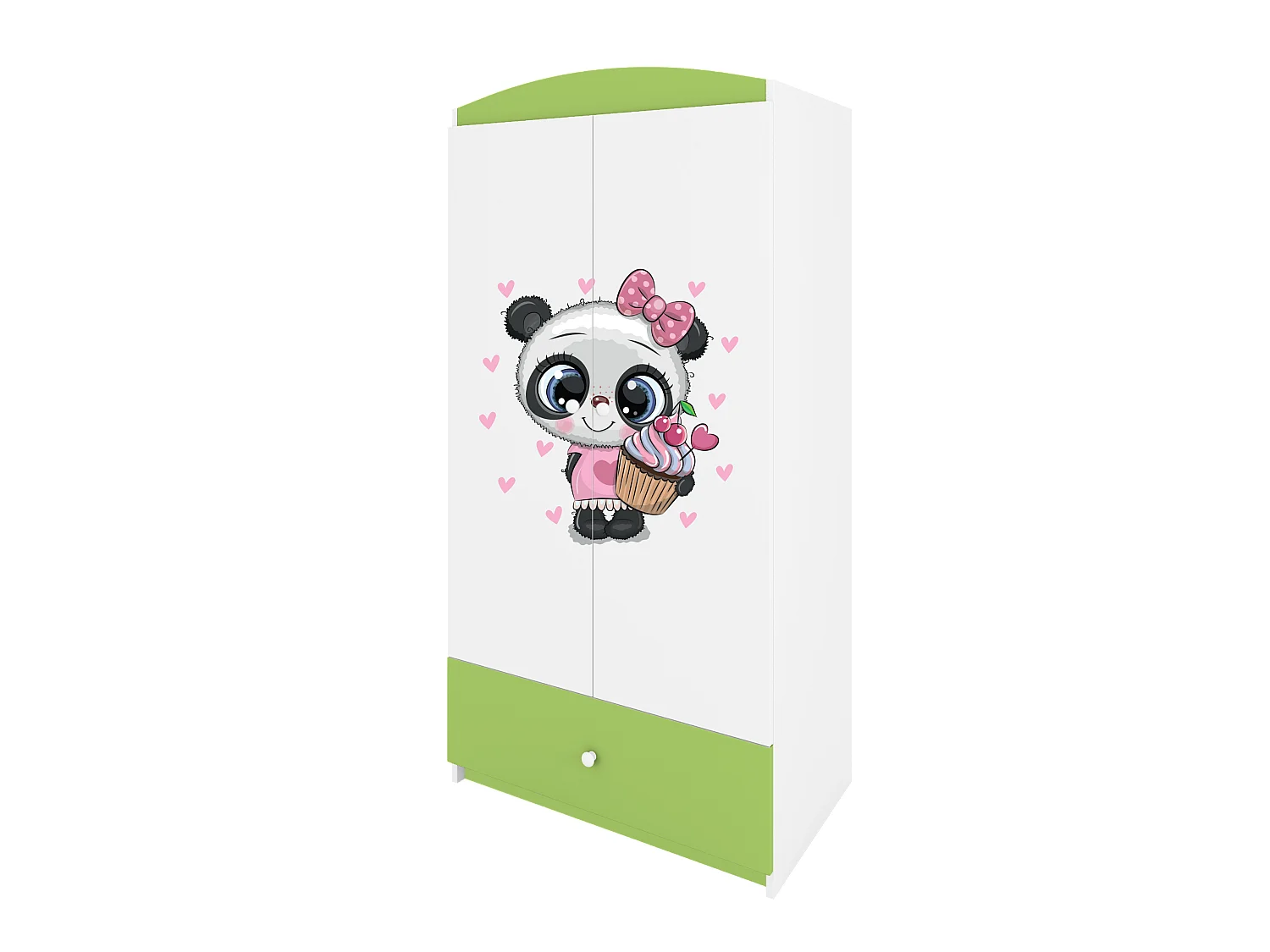Kinderkleiderschrank Babydreams Drehtürenschrank Kleiderschrank Panda Grün