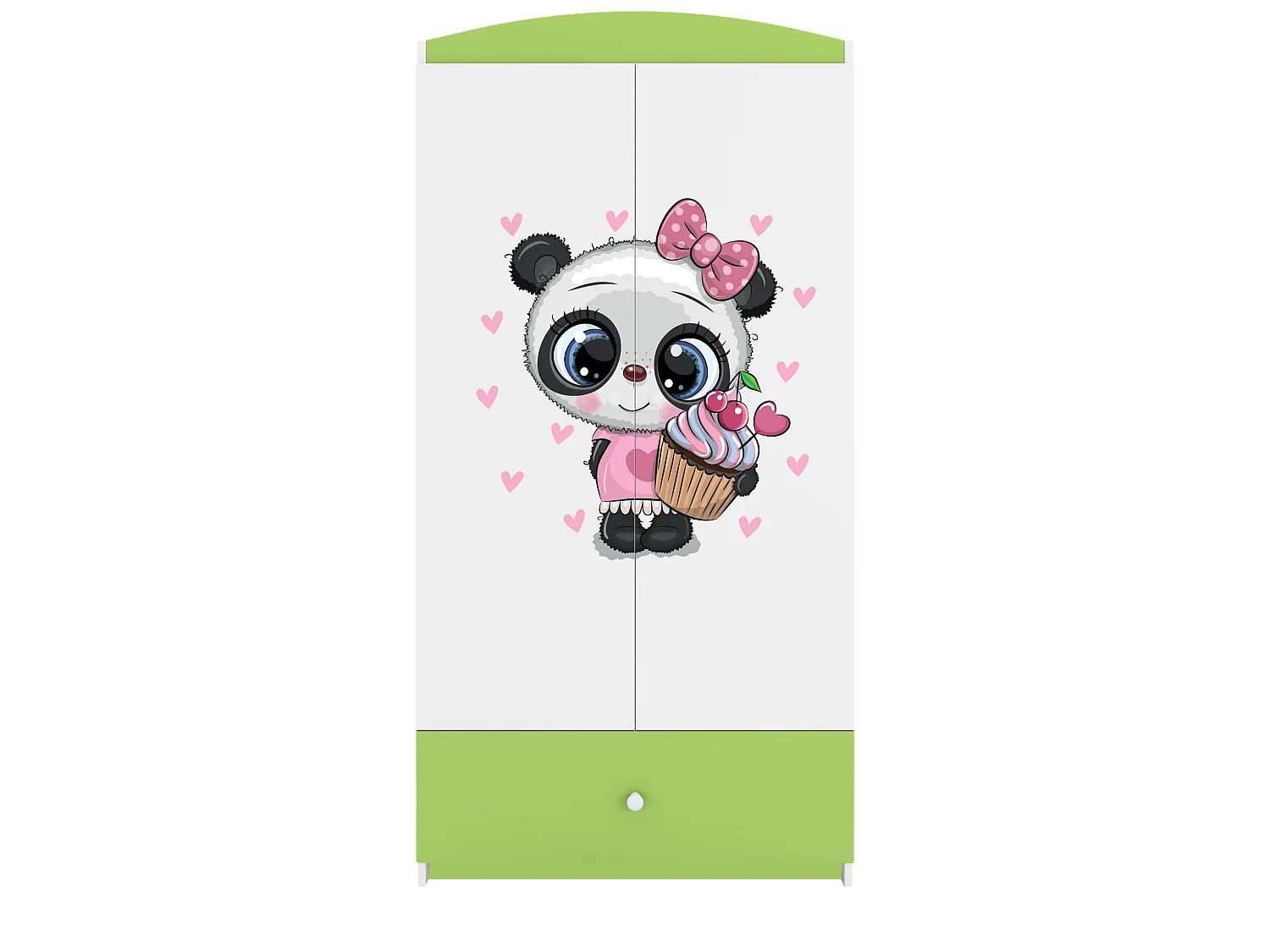 Kinderkleiderschrank Babydreams Drehtürenschrank Kleiderschrank Panda Grün