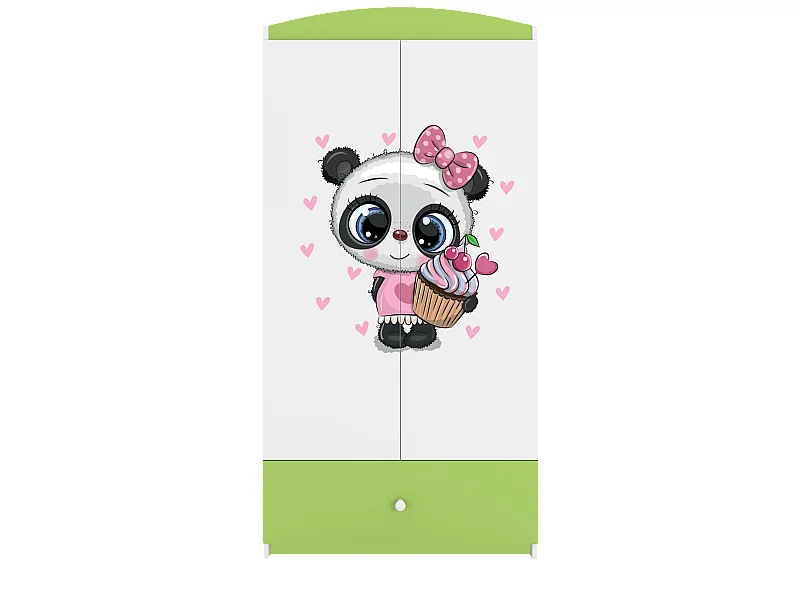 Kinderkleiderschrank Babydreams Drehtürenschrank Kleiderschrank Panda Grün