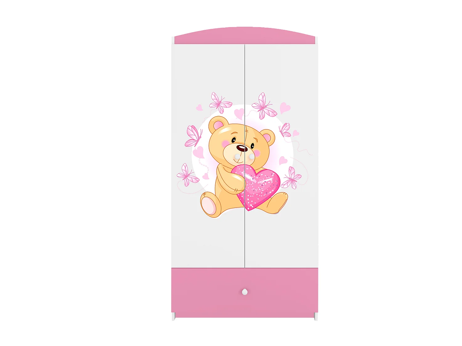 Kinderkleiderschrank Babydreams Drehtürenschrank Kleiderschrank Teddybär I Hellrosa