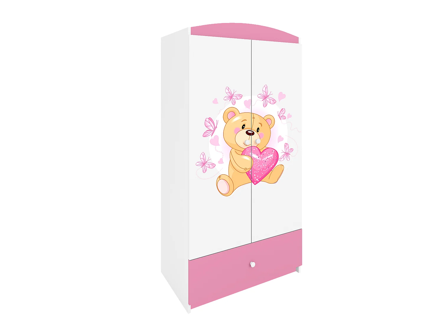 Kinderkleiderschrank Babydreams Drehtürenschrank Kleiderschrank Teddybär I Hellrosa