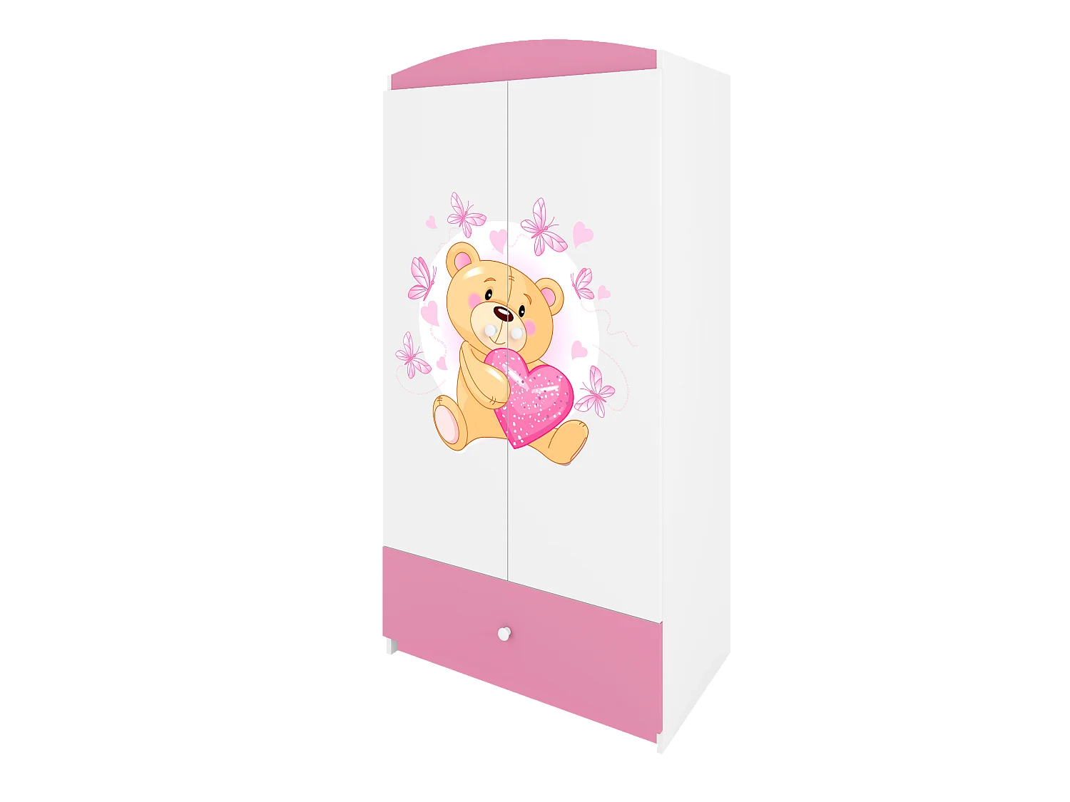 Kinderkleiderschrank Babydreams Drehtürenschrank Kleiderschrank Teddybär I Hellrosa