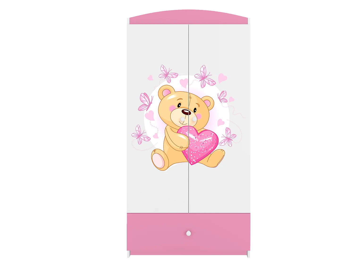 Kinderkleiderschrank Babydreams Drehtürenschrank Kleiderschrank Teddybär I Hellrosa