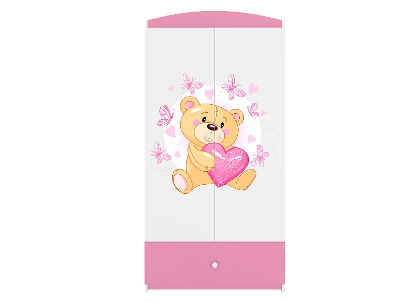 Kinderkleiderschrank Babydreams Drehtürenschrank Kleiderschrank Teddybär I Hellrosa
