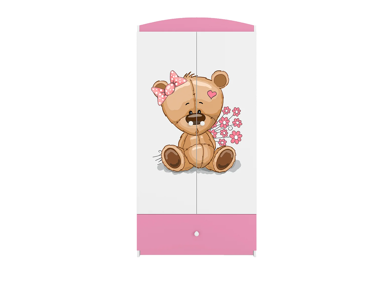 Kinderkleiderschrank Babydreams Drehtürenschrank Kleiderschrank Teddybär II Hellrosa