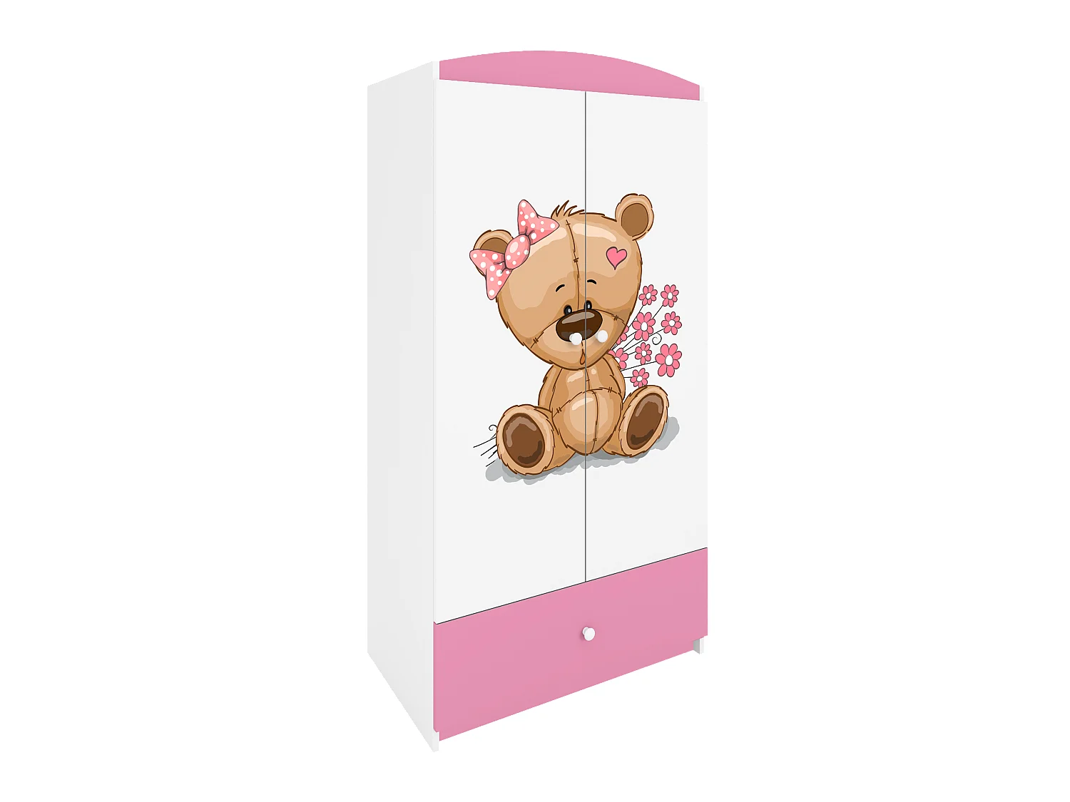 Kinderkleiderschrank Babydreams Drehtürenschrank Kleiderschrank Teddybär II Hellrosa