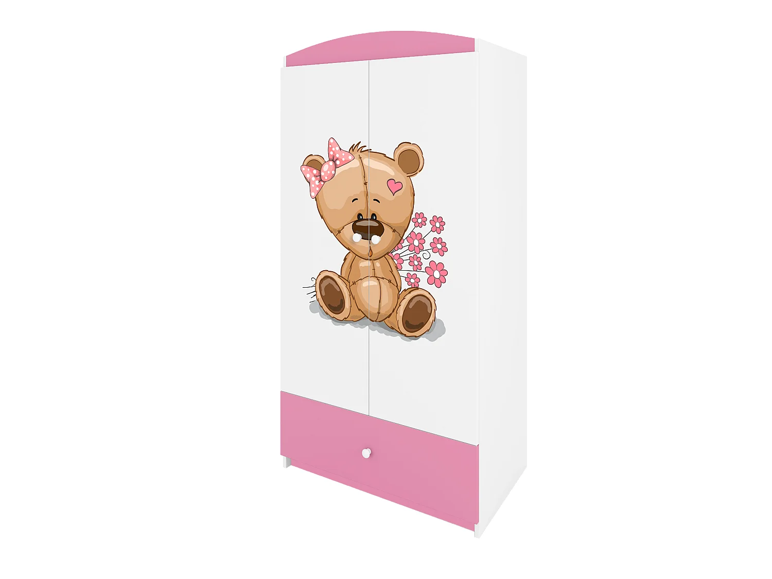 Kinderkleiderschrank Babydreams Drehtürenschrank Kleiderschrank Teddybär II Hellrosa