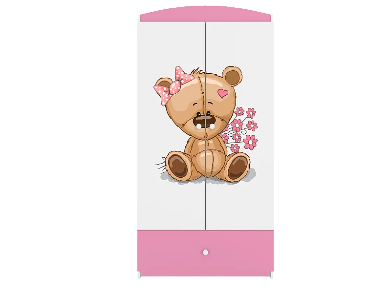 Kinderkleiderschrank Babydreams Drehtürenschrank Kleiderschrank Teddybär II Hellrosa