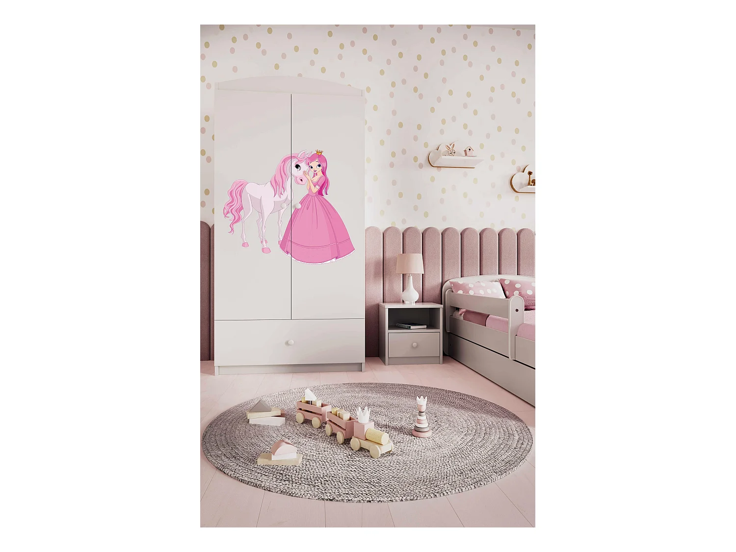 Kinderkleiderschrank Babydreams Drehtürenschrank Kleiderschrank Prinzessin I Weiß