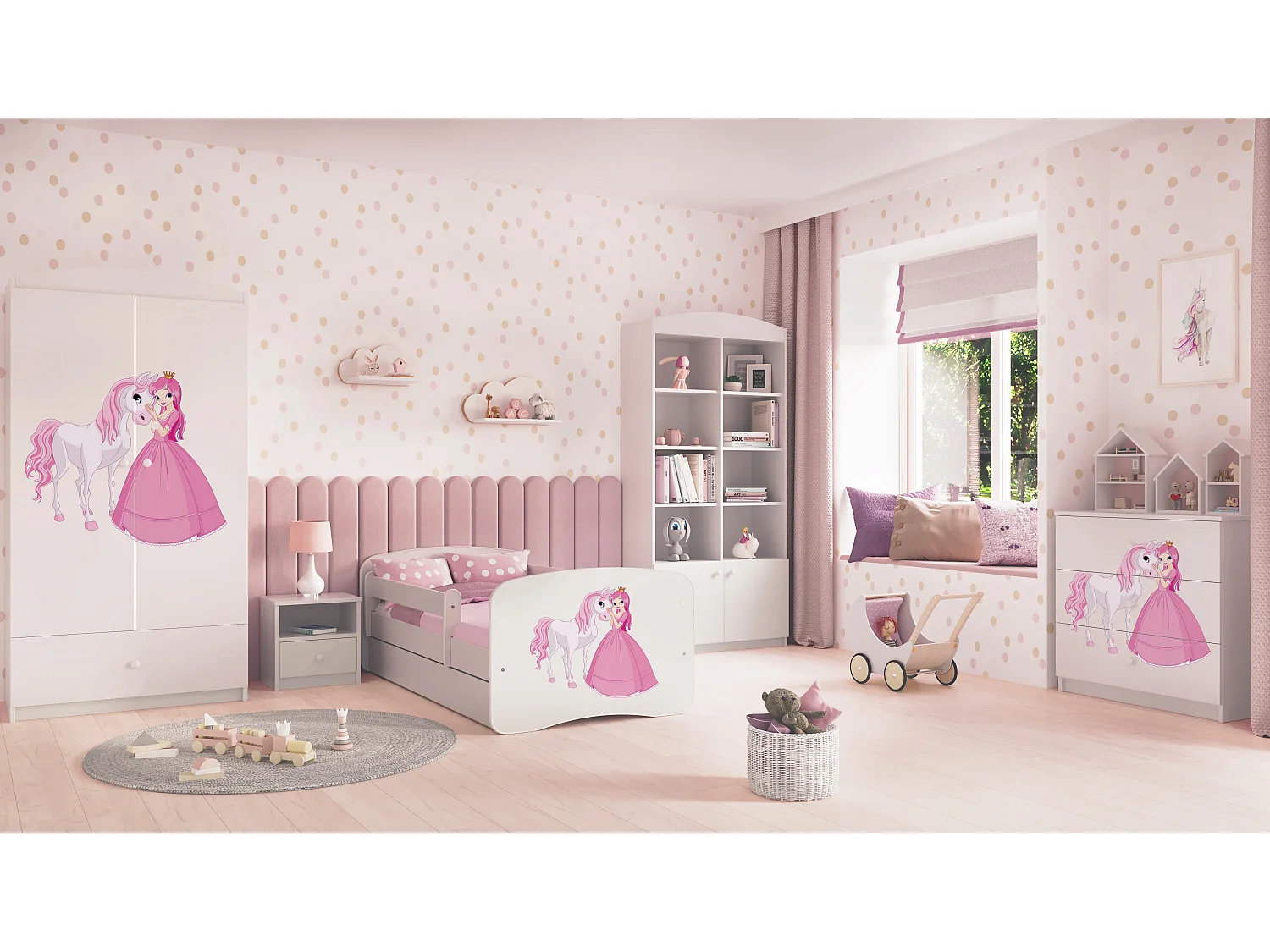 Kinderkleiderschrank Babydreams Drehtürenschrank Kleiderschrank Prinzessin I Weiß