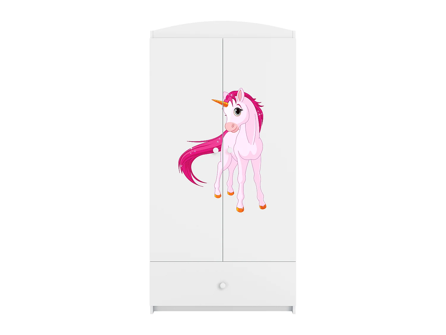 Kinderkleiderschrank Babydreams Drehtürenschrank Kleiderschrank Einhorn Weiß