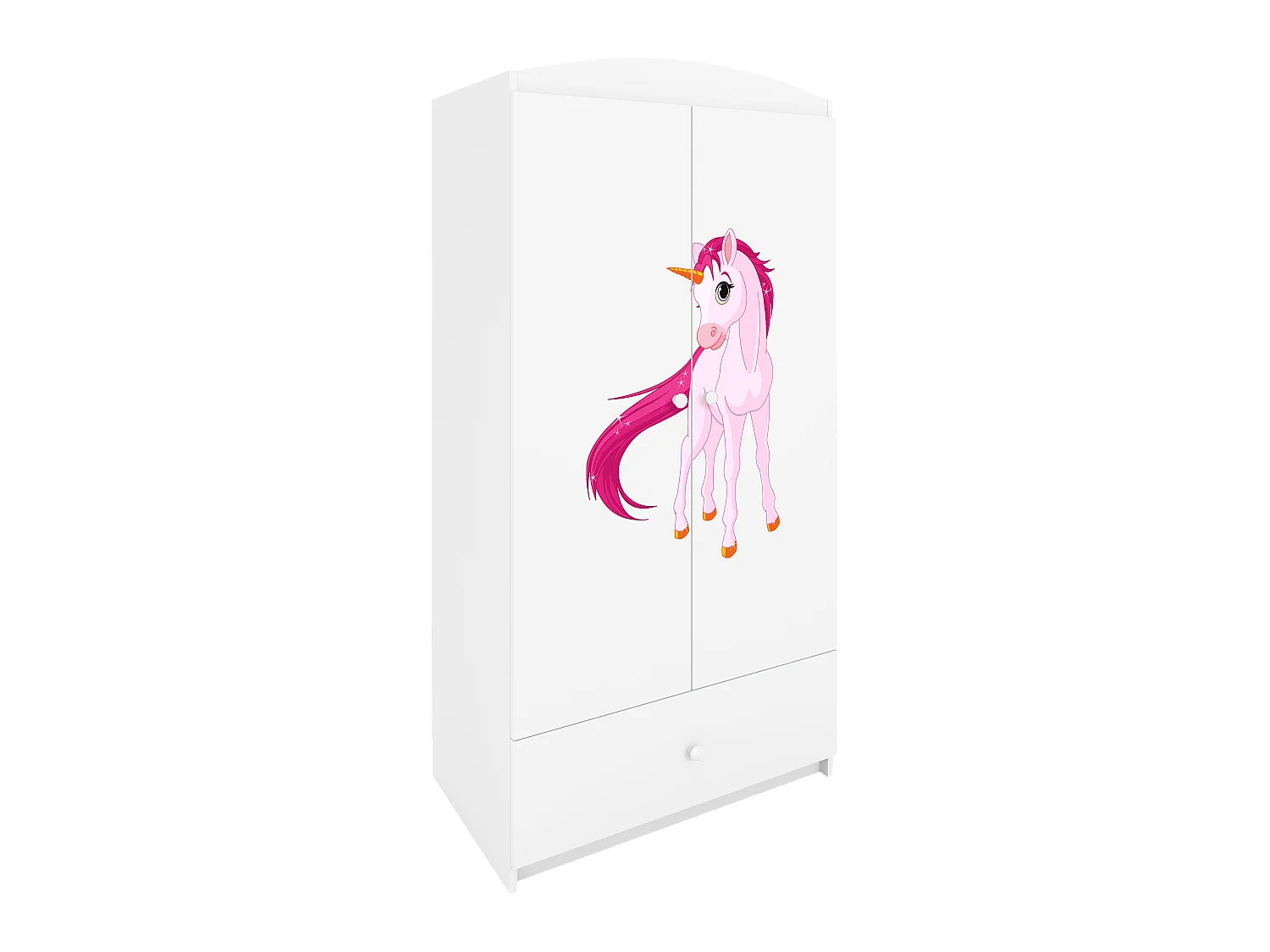 Kinderkleiderschrank Babydreams Drehtürenschrank Kleiderschrank Einhorn Weiß