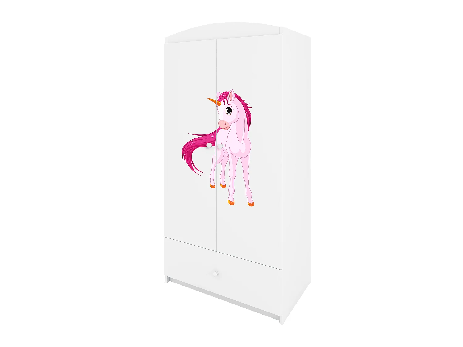 Kinderkleiderschrank Babydreams Drehtürenschrank Kleiderschrank Einhorn Weiß