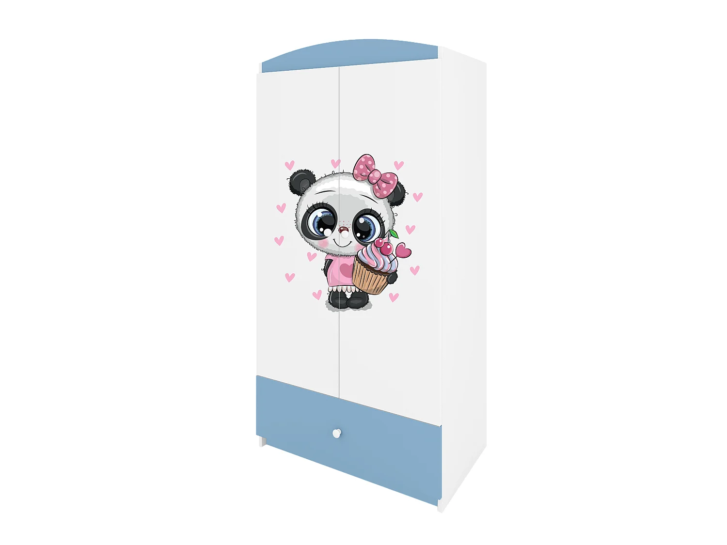 Kinderkleiderschrank Babydreams Drehtürenschrank Kleiderschrank Panda Blau