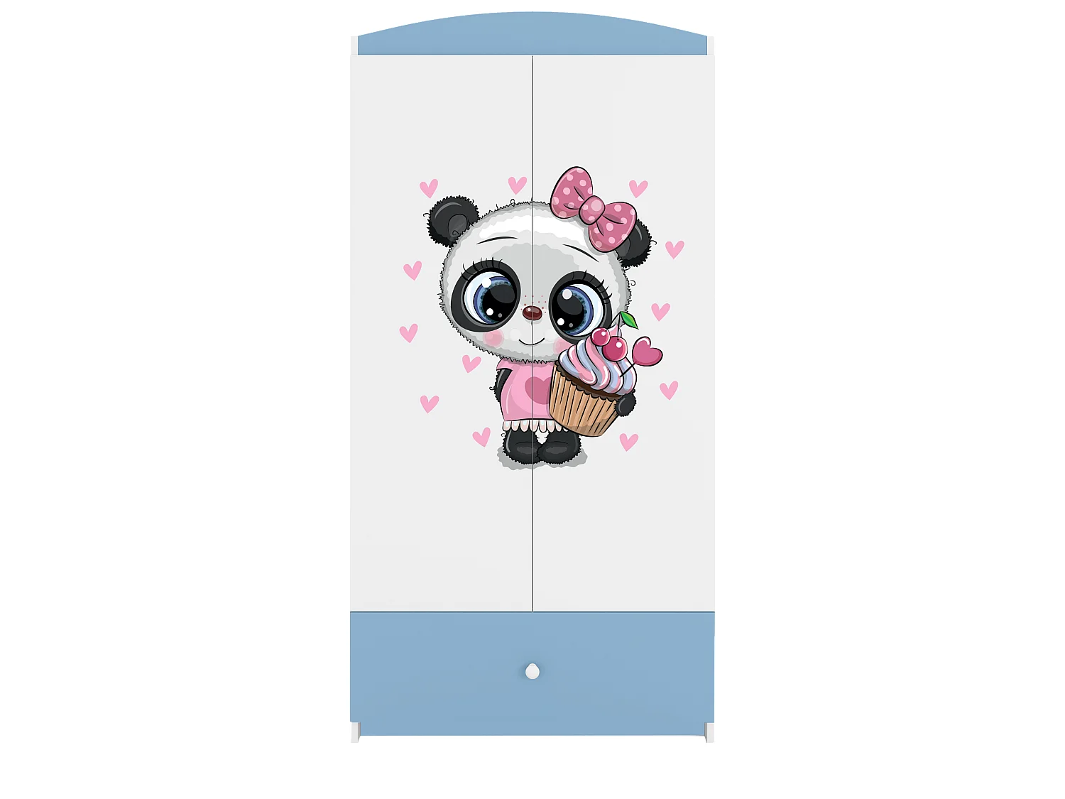 Kinderkleiderschrank Babydreams Drehtürenschrank Kleiderschrank Panda Blau