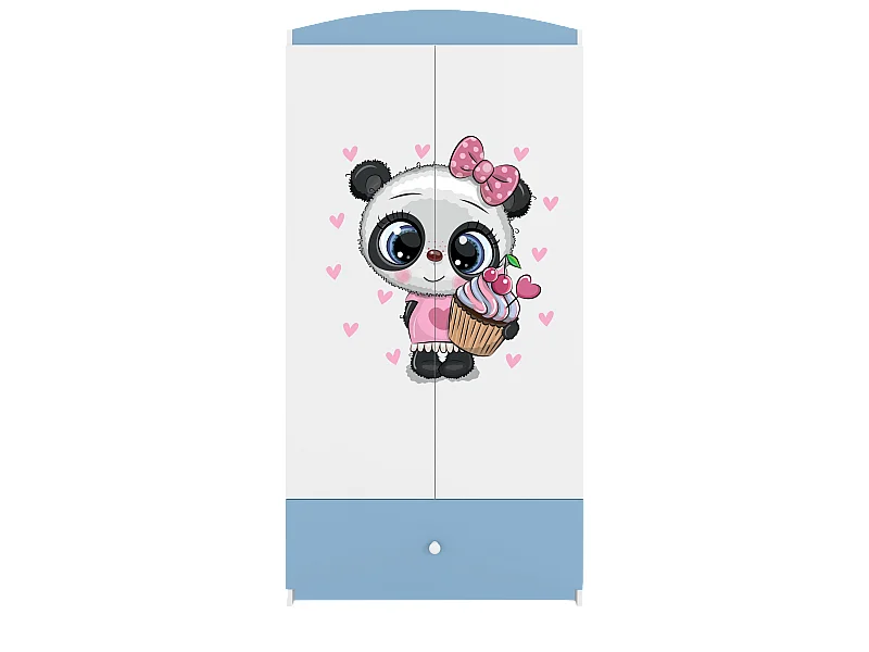 Kinderkleiderschrank Babydreams Drehtürenschrank Kleiderschrank Panda Blau