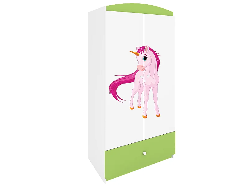 Kinderkleiderschrank Babydreams Drehtürenschrank Kleiderschrank Einhorn Grün