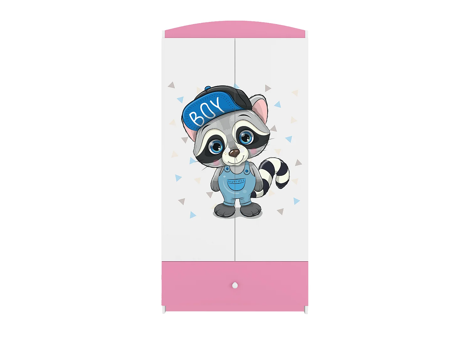 Kinderkleiderschrank Babydreams Drehtürenschrank Kleiderschrank Waschbär Hellrosa