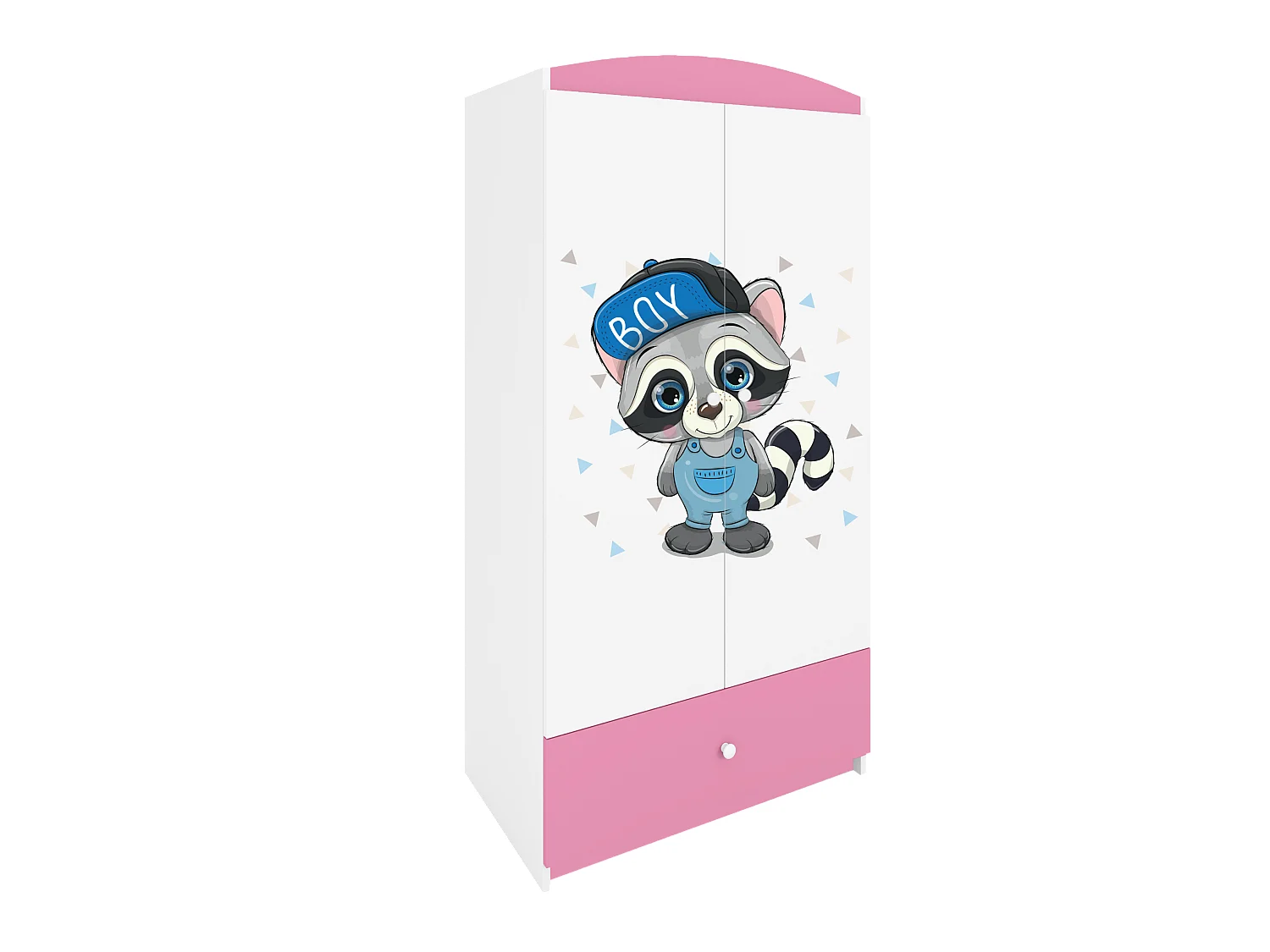 Kinderkleiderschrank Babydreams Drehtürenschrank Kleiderschrank Waschbär Hellrosa