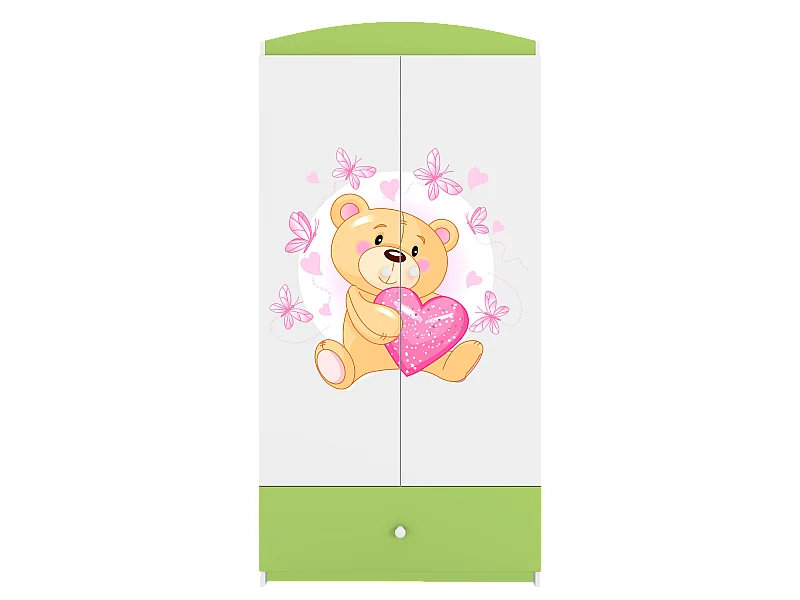 Kinderkleiderschrank Babydreams Drehtürenschrank Kleiderschrank Teddybär I Grün