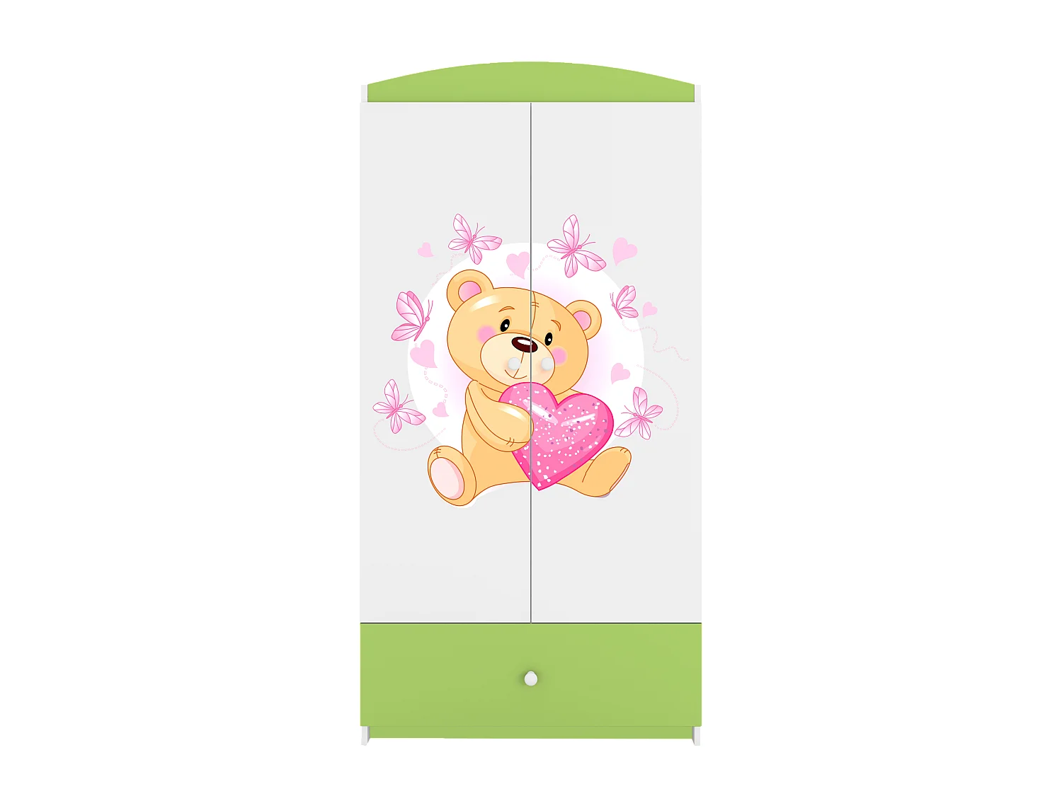 Kinderkleiderschrank Babydreams Drehtürenschrank Kleiderschrank Teddybär I Grün