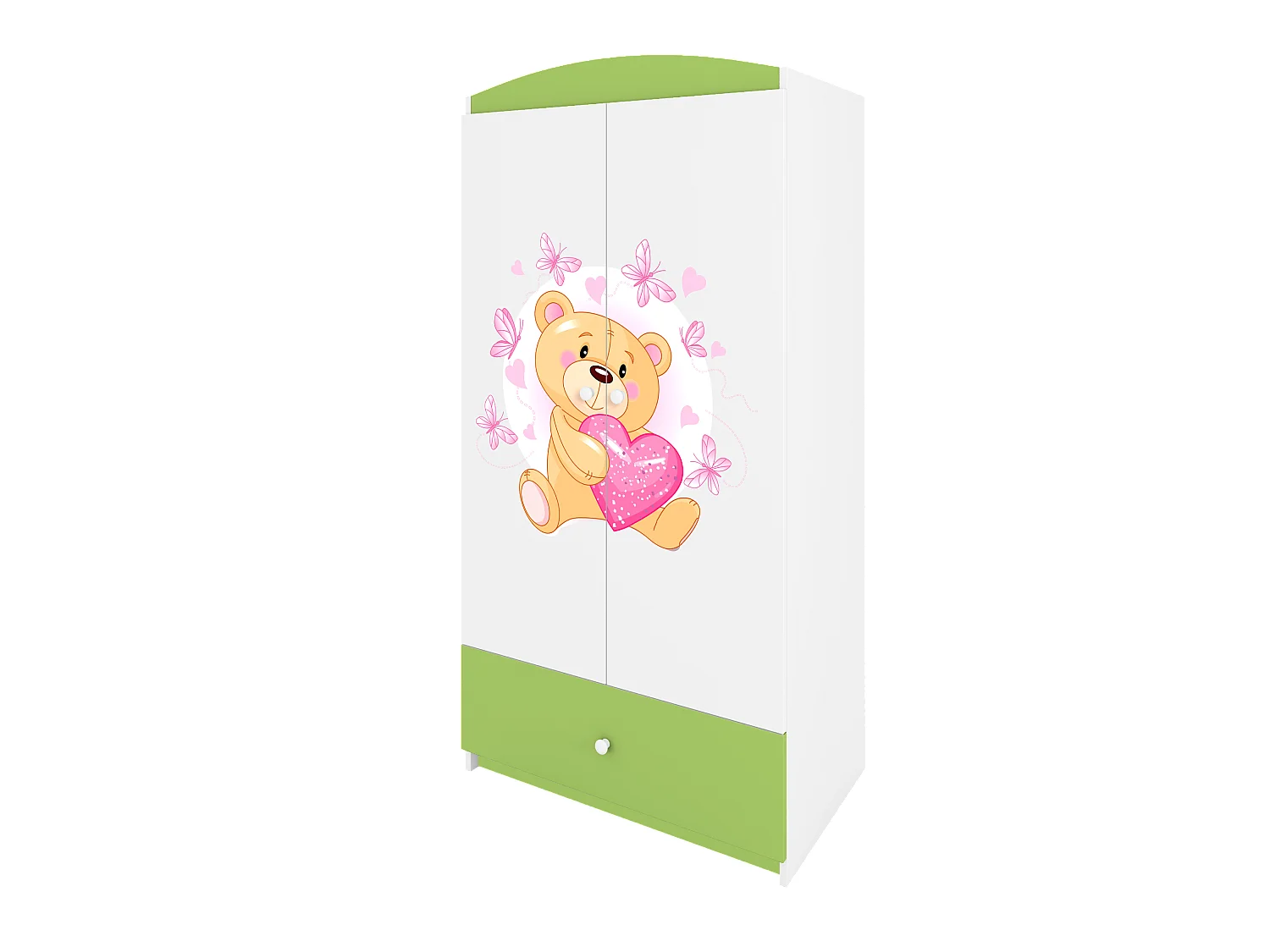 Kinderkleiderschrank Babydreams Drehtürenschrank Kleiderschrank Teddybär I Grün