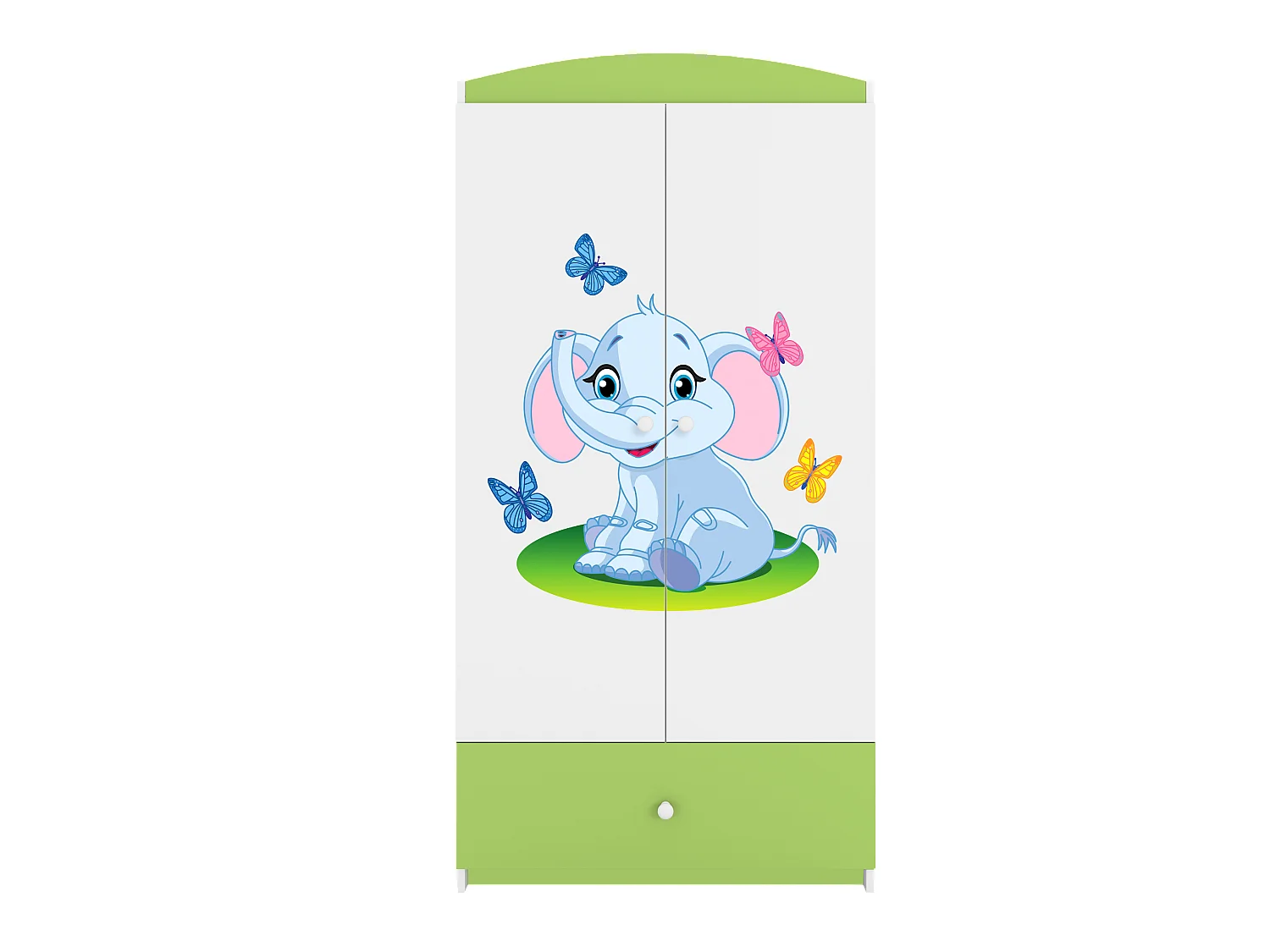 Kinderkleiderschrank Babydreams Drehtürenschrank Kleiderschrank Elefant Grün