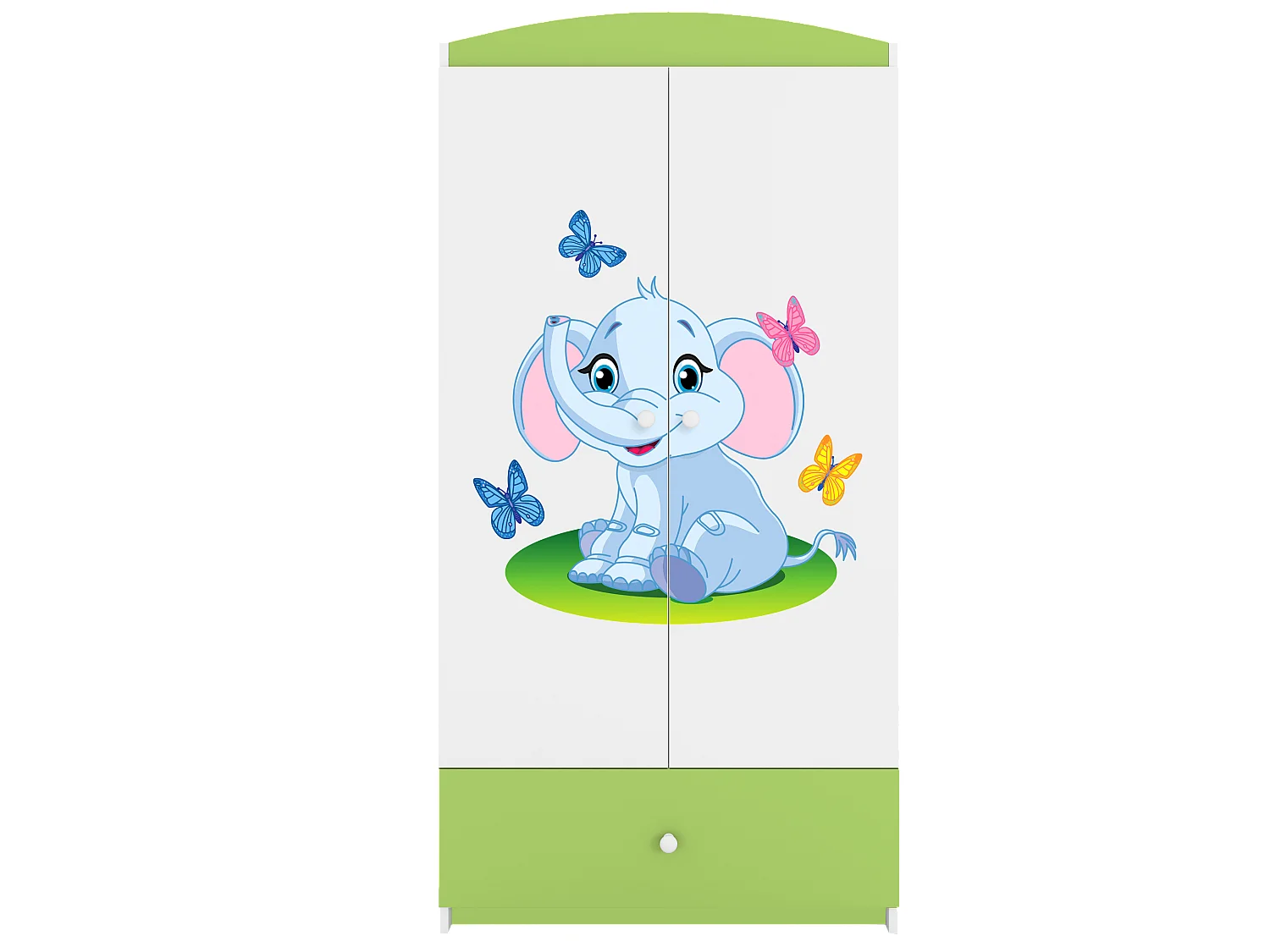 Kinderkleiderschrank Babydreams Drehtürenschrank Kleiderschrank Elefant Grün