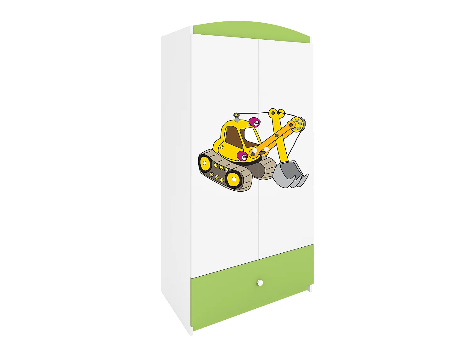 Kinderkleiderschrank Babydreams Drehtürenschrank Kleiderschrank Excavator Grün